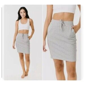 Zyia Active Take Me Everywhere Skirt Grey Terry Knit Stretch Pull On M